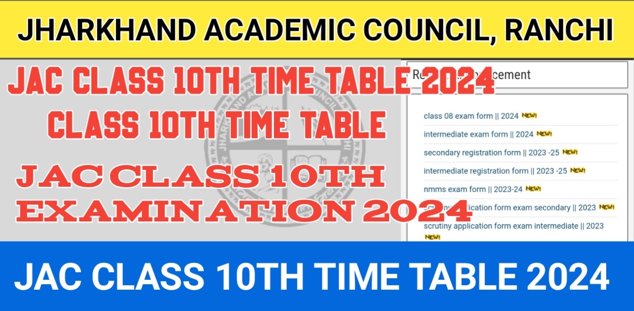 JAC Class 10th Time Table 2024