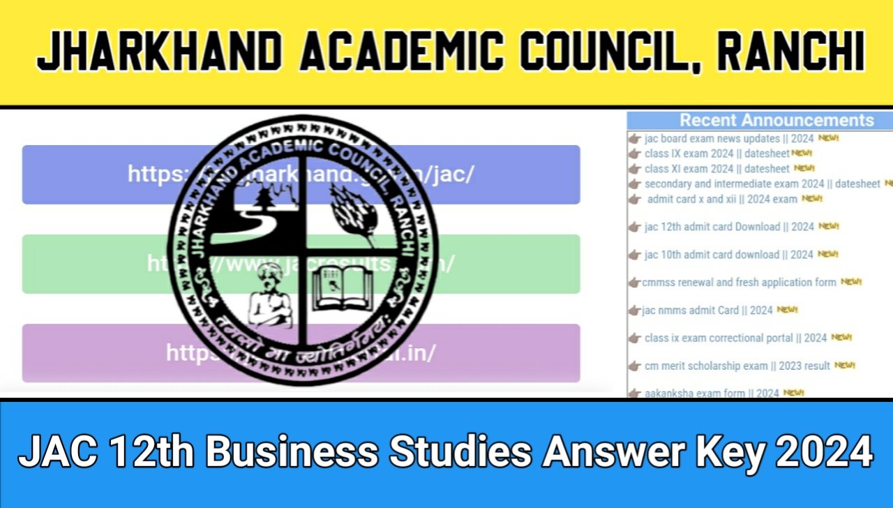 JAC 12th Business Studies Answer Key 2024