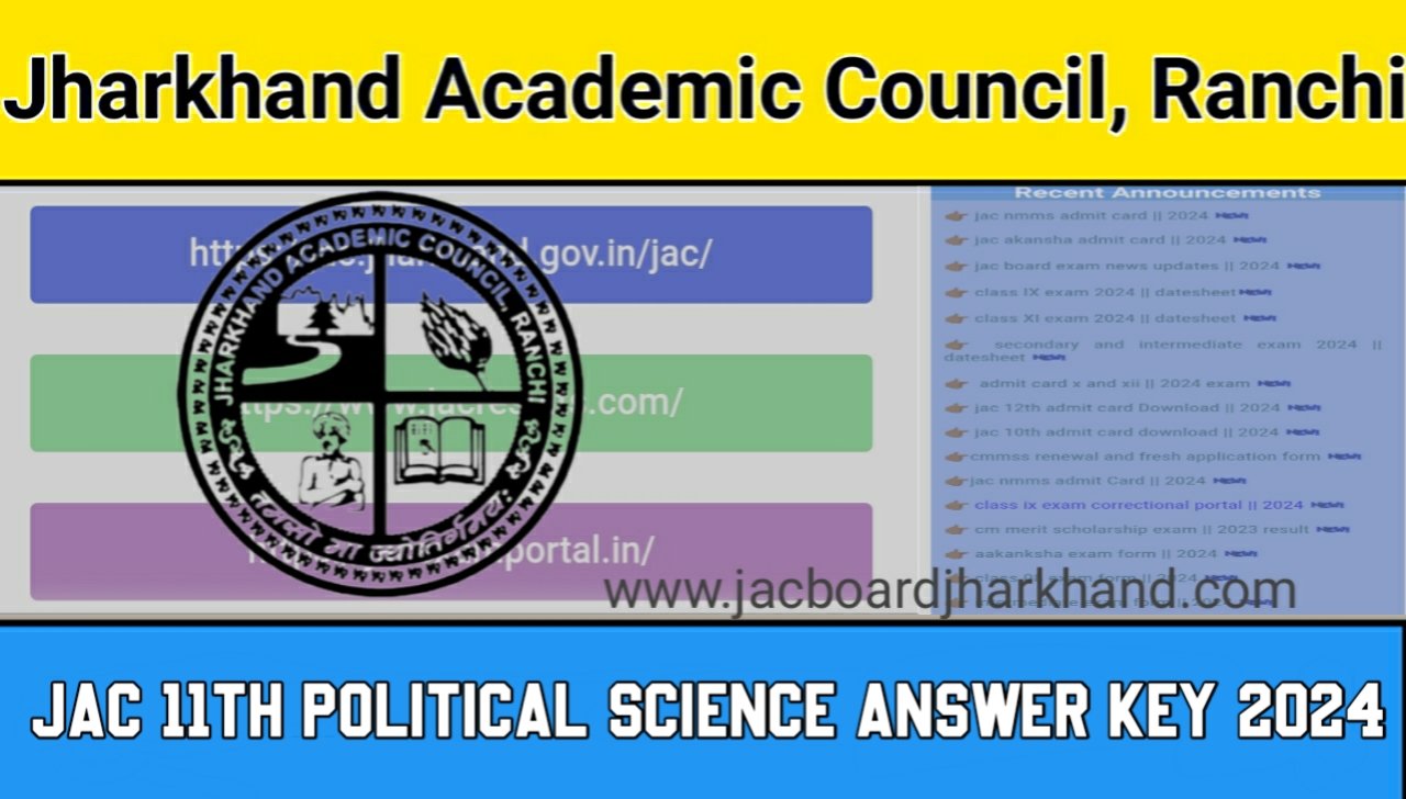 JAC 11th Political Science Answer Key 2024
