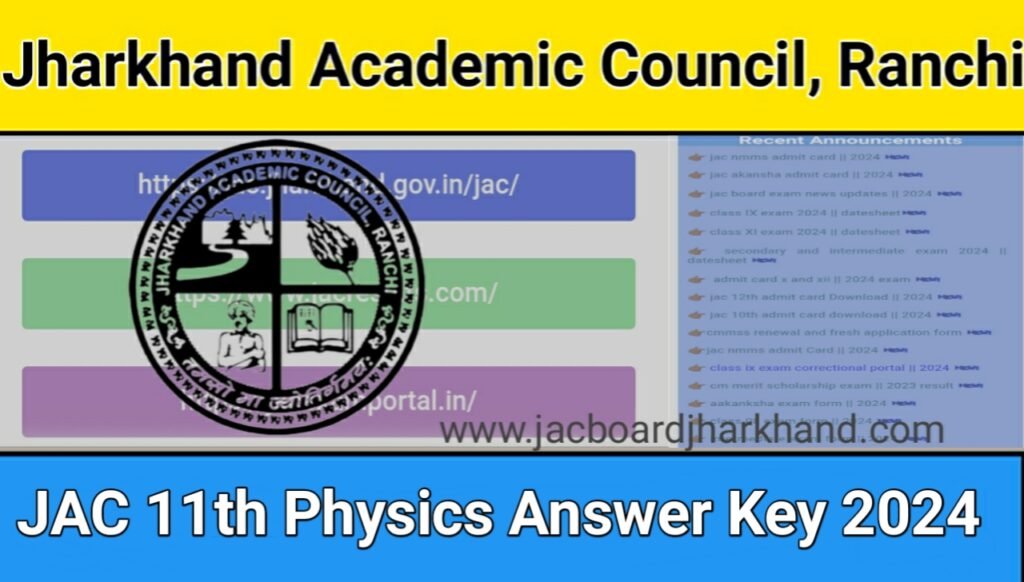 JAC 11th Physics Answer Key 2024